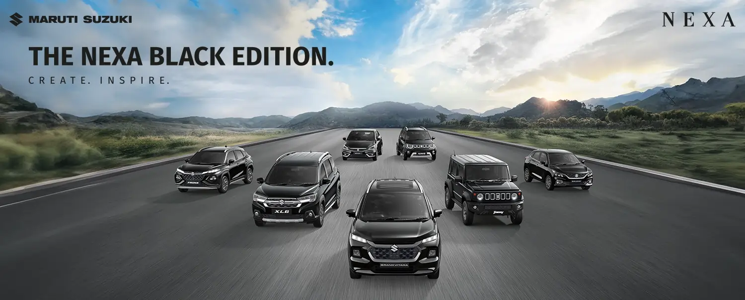 Maruti Suzuki NEXA Black Edition cars banner for Shivam Autozone NEXA, an authorised maruti suzuki dealership in Mumbai, Thane and Palghar